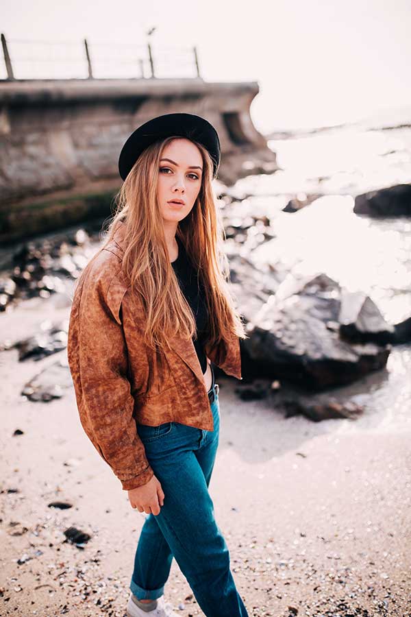 Chaqueta cuero marrón